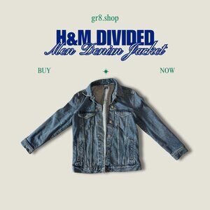 H&M Divided Mens Denim Jacket Size 2 Classic Blue Casual Style Made In Banglades